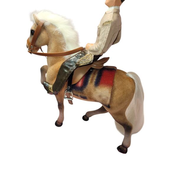 Vintage Flocked  Model Horse W/Rooted Mane & Tail ~Bridle & Saddle - Picture 13 of 13